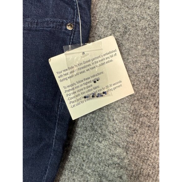 Belle By Kim Gravel  womens 2P Dark Wash Denim Pants With Embellished Cuff - Picture 6 of 13
